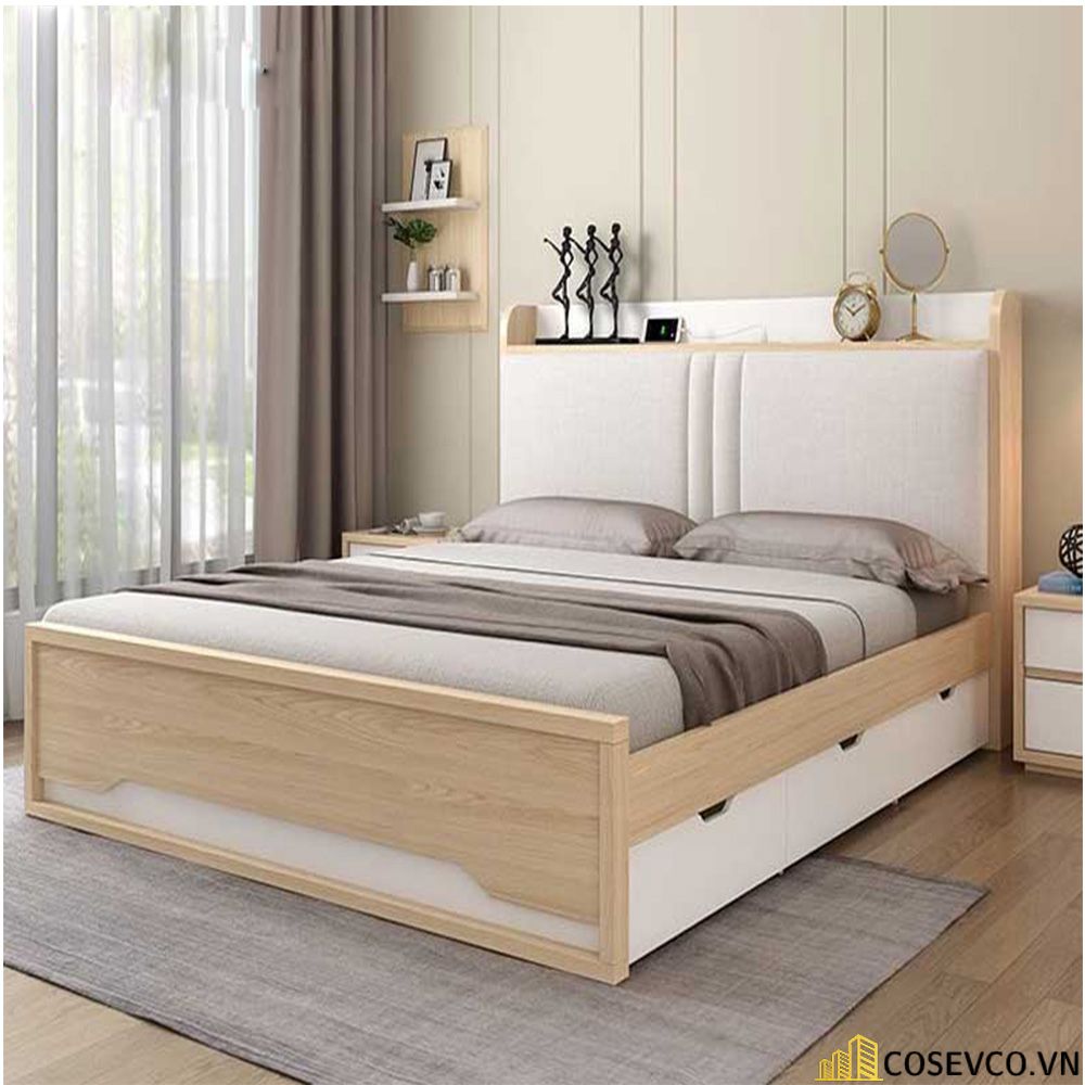 Giường ngủ gỗ công nghiệp có ngăn kéo - Mẫu 4
