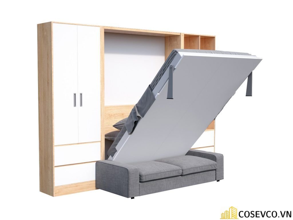Mẫu giường thông minh kết hợp tủ tạo không gian sang trọng tinh tế - M1