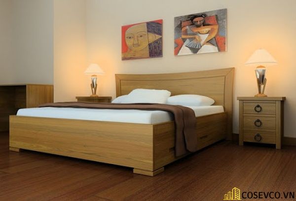 Lựa chọn giường gỗ sồi đỏ không chỉ mang hơi ấm thiên nhiên mộc mạc vào căn phòng - Mẫu 1