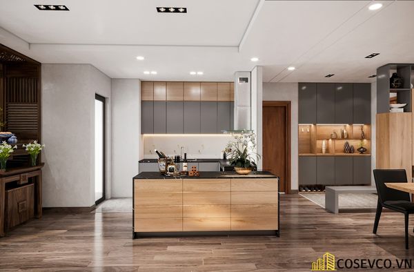 Thiết kế nội thất chung cư 3 phòng ngủ - phòng bếp đơn giản sang trọng